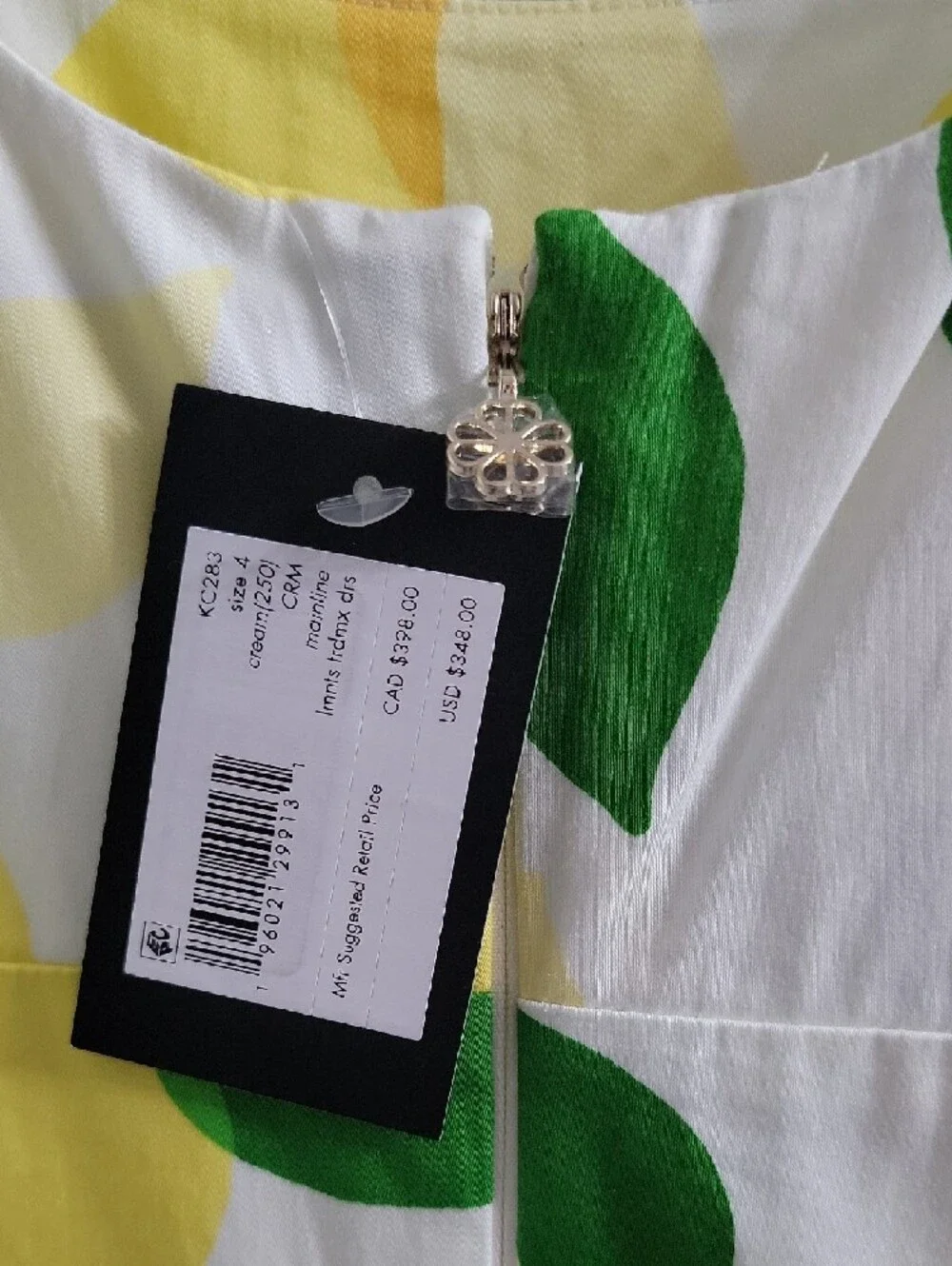 kate spade White Maxi Dress with Yellow Lemon & Green Leaf Print - Picture 4 of 6